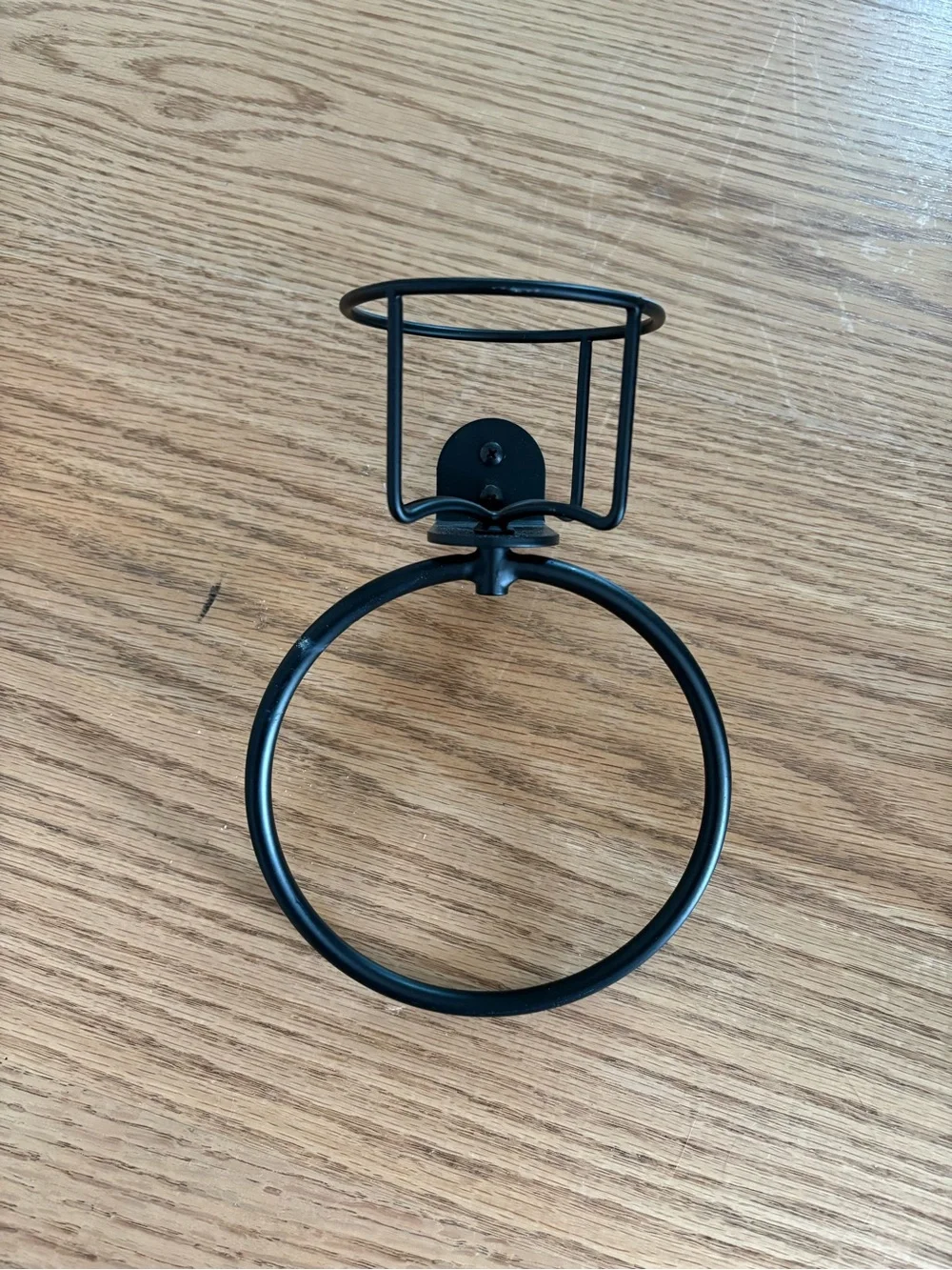 Matte Black Metal Towel Ring with candle holder